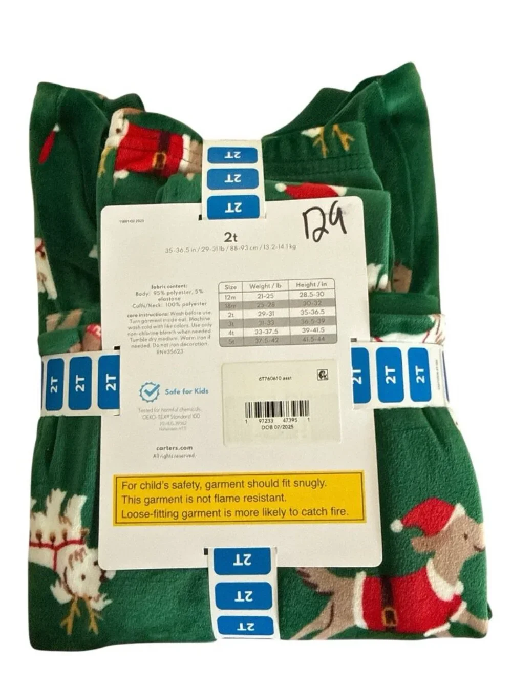Carter's Holiday 2-Piece Velboa Pajama Set-Festive Dogs-Size 2T-NWT